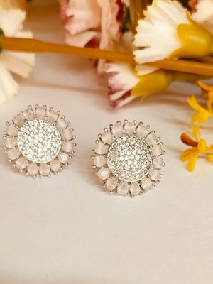 Ad Sunflower Pink Stud Earrings – Playful & Bold Statement Piece
