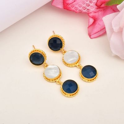 Elegant Blue Mother-of-Pearl Hanging Earrings