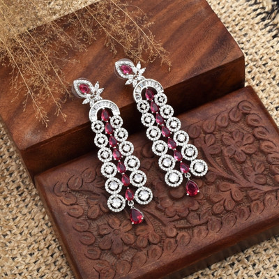 Elegant American Diamond Cocktail Earrings – Sparkling Statement