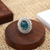 sky blue oval shape American diamond ring/cocktail ring